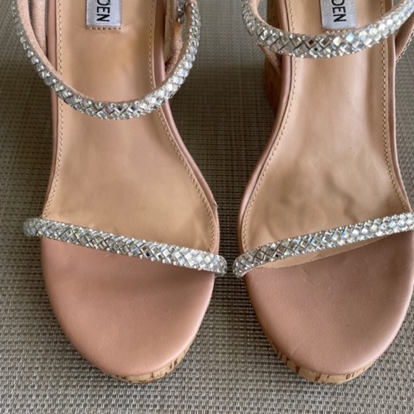 STEVE MADDEN Morgan Rhinestone Cork Wedge Heels Sandals - Picture 6 of 12